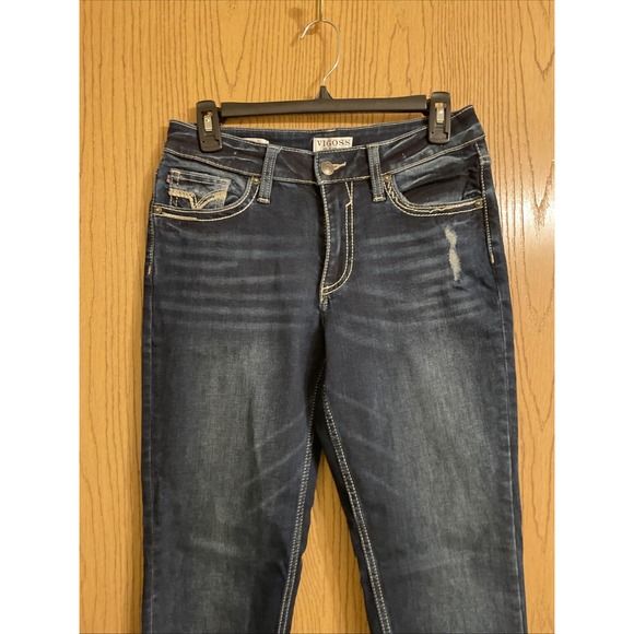 VIGOSS Boyfriend Jeans Womens 4 Dark Wash Distressed Denim Relaxed Fit - Picture 2 of 10